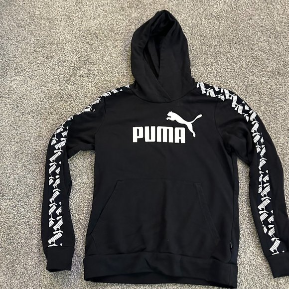 Puma Hoodie Youth Boys‎ Black Pullover Athletic Loose Size S #355 - Picture 1 of 4